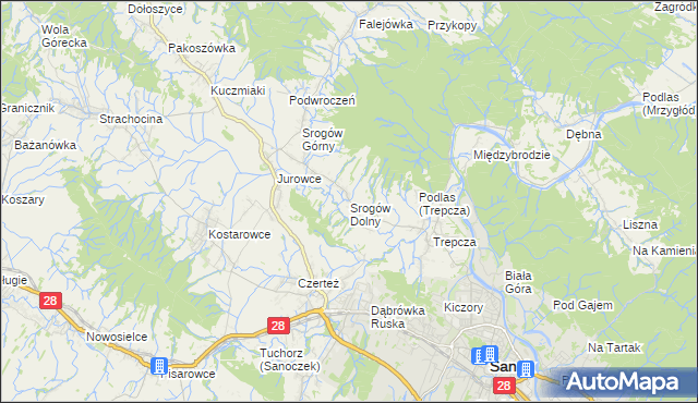 mapa Srogów Dolny, Srogów Dolny na mapie Targeo