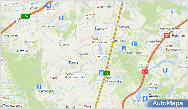 mapa Stachowo gmina Lesznowola, Stachowo gmina Lesznowola na mapie Targeo