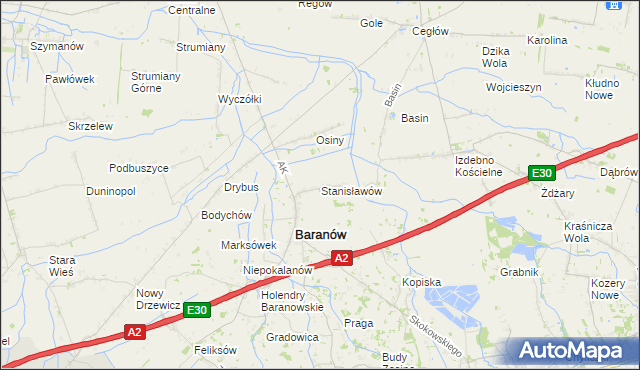 mapa Stanisławów gmina Baranów, Stanisławów gmina Baranów na mapie Targeo