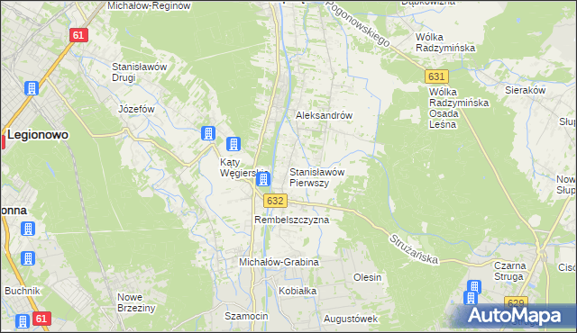 mapa Stanisławów Pierwszy gmina Nieporęt, Stanisławów Pierwszy gmina Nieporęt na mapie Targeo