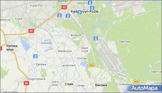 mapa Stare Koźle, Stare Koźle na mapie Targeo