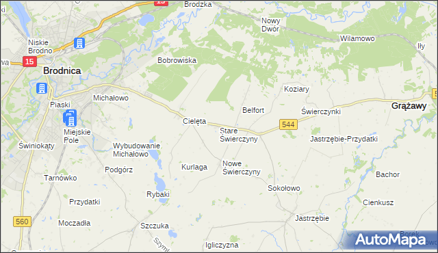mapa Stare Świerczyny, Stare Świerczyny na mapie Targeo