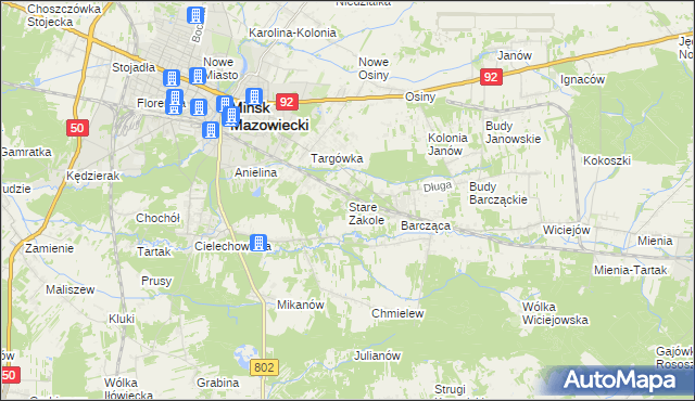 mapa Stare Zakole, Stare Zakole na mapie Targeo