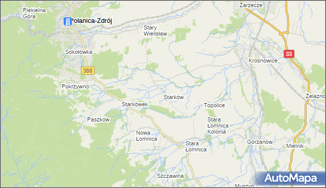 mapa Starków gmina Kłodzko, Starków gmina Kłodzko na mapie Targeo