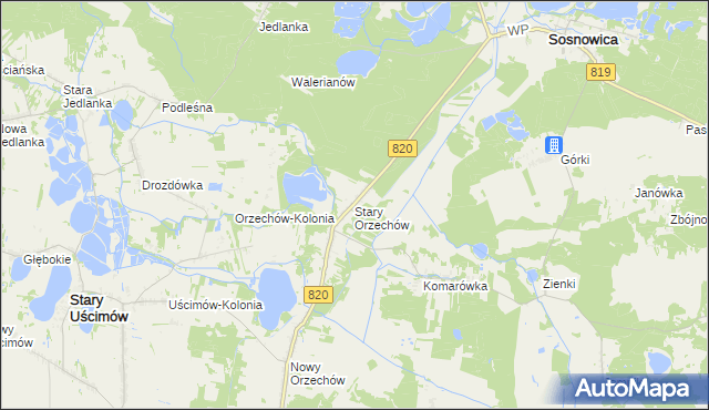 mapa Stary Orzechów, Stary Orzechów na mapie Targeo