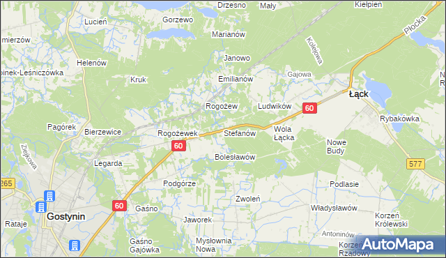 mapa Stefanów gmina Gostynin, Stefanów gmina Gostynin na mapie Targeo