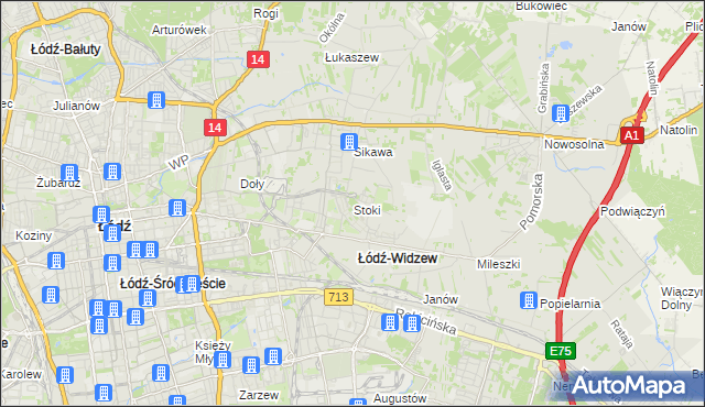 mapa Stoki gmina Łódź, Stoki gmina Łódź na mapie Targeo
