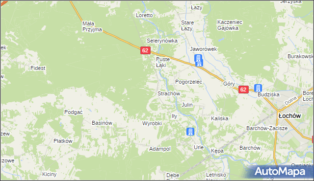 mapa Strachów gmina Jadów, Strachów gmina Jadów na mapie Targeo