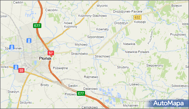 mapa Strachowo, Strachowo na mapie Targeo