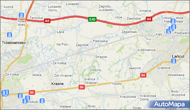 mapa Strażów, Strażów na mapie Targeo