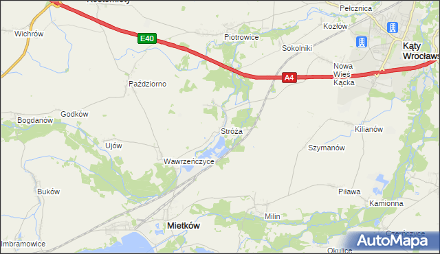 mapa Stróża gmina Mietków, Stróża gmina Mietków na mapie Targeo