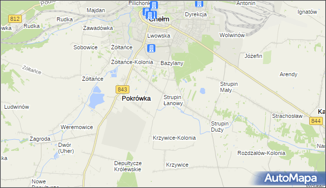 mapa Strupin Łanowy, Strupin Łanowy na mapie Targeo