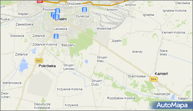 mapa Strupin Mały, Strupin Mały na mapie Targeo