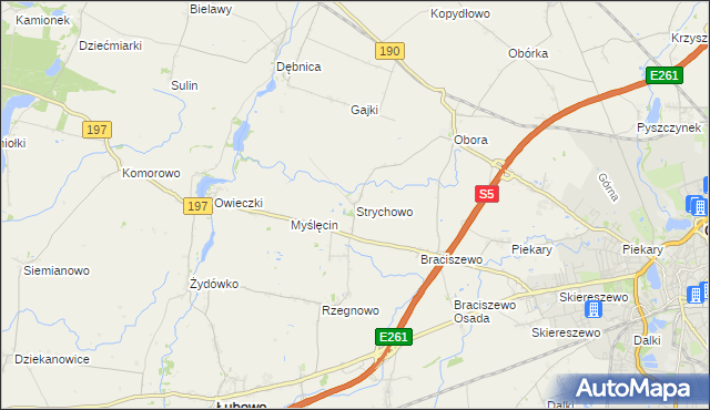 mapa Strychowo, Strychowo na mapie Targeo