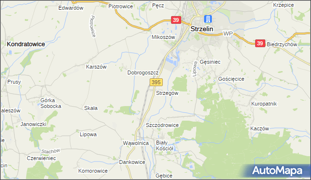 mapa Strzegów gmina Strzelin, Strzegów gmina Strzelin na mapie Targeo