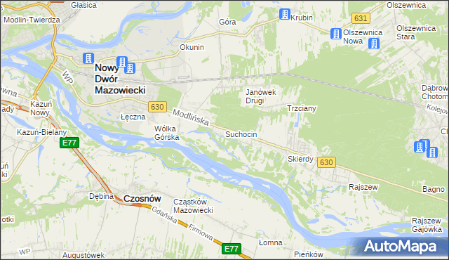 mapa Suchocin gmina Jabłonna, Suchocin gmina Jabłonna na mapie Targeo