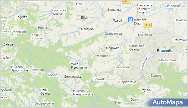 mapa Świebodna, Świebodna na mapie Targeo