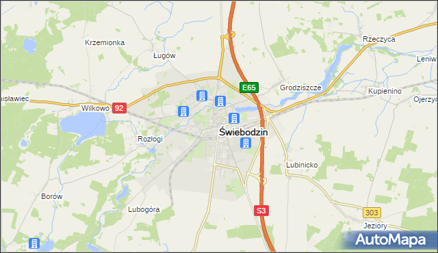 mapa Świebodzin, Świebodzin na mapie Targeo