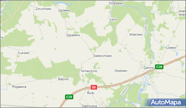 mapa Świecichowo, Świecichowo na mapie Targeo