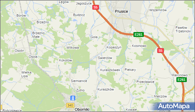 mapa Świerzów, Świerzów na mapie Targeo