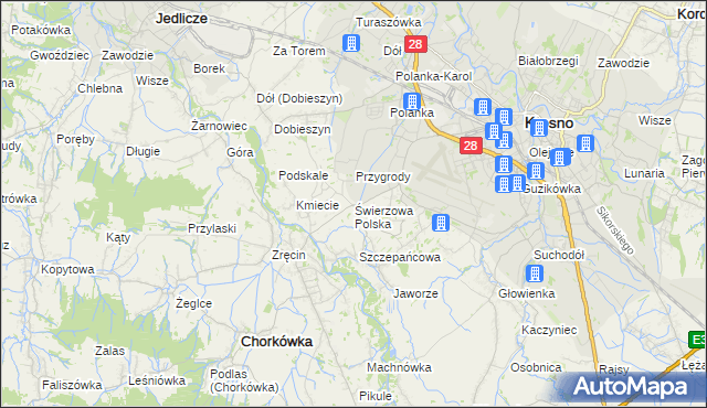 mapa Świerzowa Polska, Świerzowa Polska na mapie Targeo