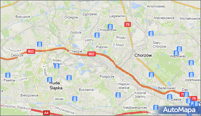 mapa Świętochłowice, Świętochłowice na mapie Targeo