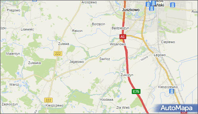 mapa Świńcz, Świńcz na mapie Targeo