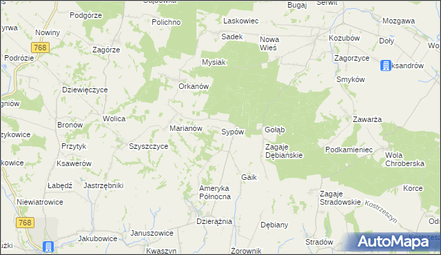 mapa Sypów, Sypów na mapie Targeo