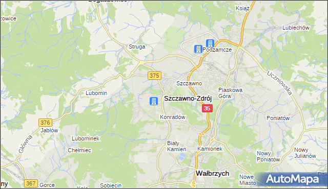 mapa Szczawno-Zdrój, Szczawno-Zdrój na mapie Targeo