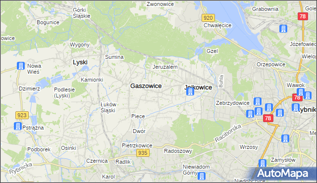 mapa Szczerbice, Szczerbice na mapie Targeo