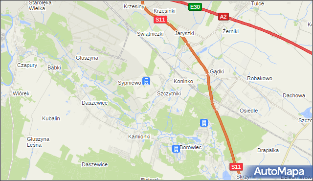 mapa Szczytniki gmina Kórnik, Szczytniki gmina Kórnik na mapie Targeo