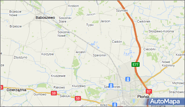 mapa Szeromin, Szeromin na mapie Targeo