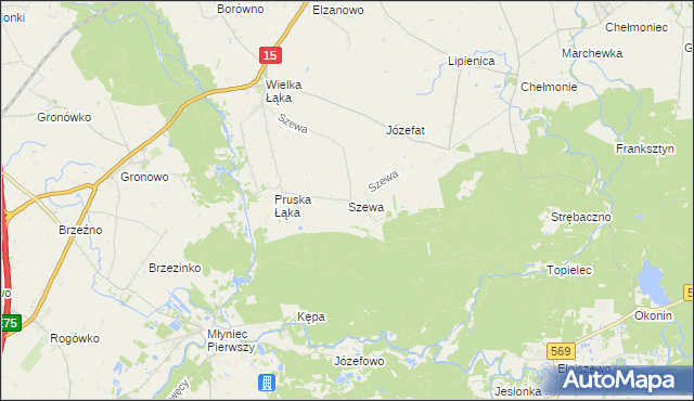 mapa Szewa, Szewa na mapie Targeo