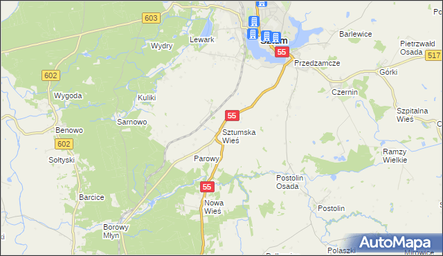 mapa Sztumska Wieś, Sztumska Wieś na mapie Targeo