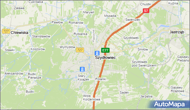 mapa Szydłowiec, Szydłowiec na mapie Targeo