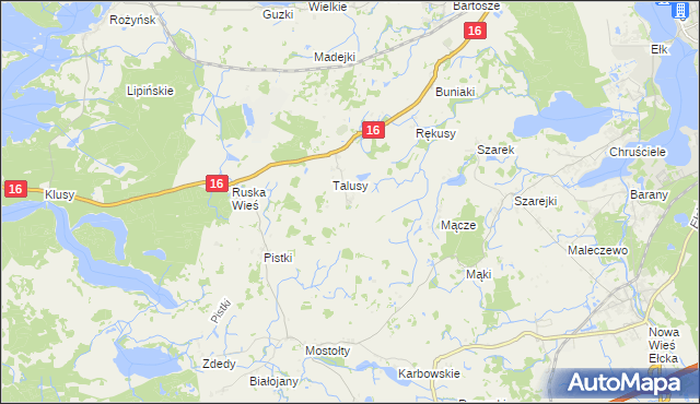 mapa Talusy Osada, Talusy Osada na mapie Targeo