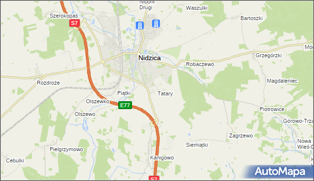 mapa Tatary gmina Nidzica, Tatary gmina Nidzica na mapie Targeo