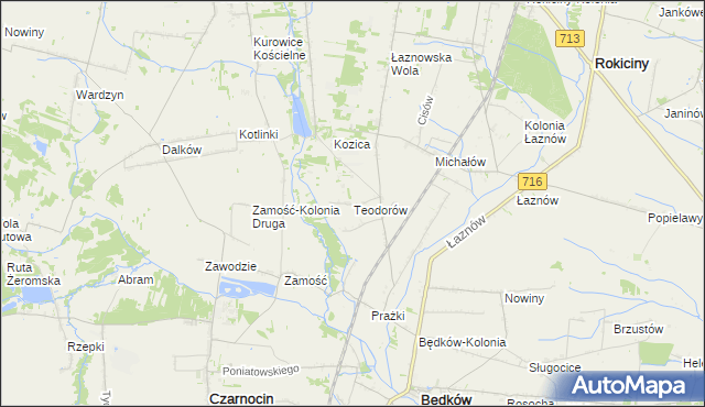 mapa Teodorów gmina Będków, Teodorów gmina Będków na mapie Targeo