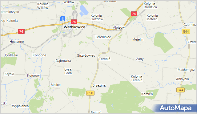 mapa Terebiń, Terebiń na mapie Targeo