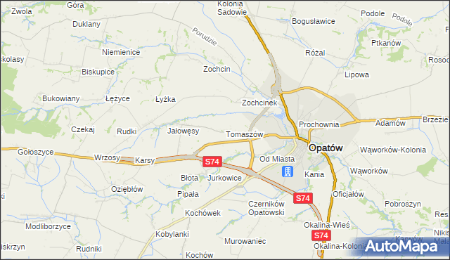 mapa Tomaszów gmina Opatów, Tomaszów gmina Opatów na mapie Targeo