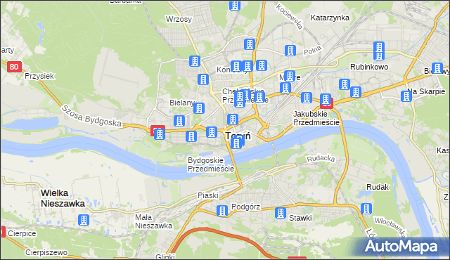 mapa Torunia, Toruń na mapie Targeo