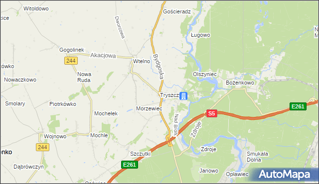 mapa Tryszczyn, Tryszczyn na mapie Targeo