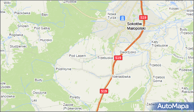 mapa Trzebuska, Trzebuska na mapie Targeo