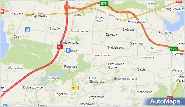 mapa Twardowice, Twardowice na mapie Targeo