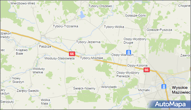 mapa Tybory-Żochy, Tybory-Żochy na mapie Targeo