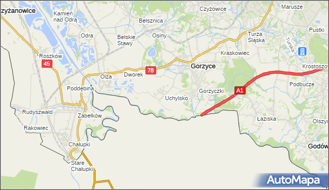 mapa Uchylsko, Uchylsko na mapie Targeo