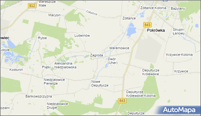 mapa Uher, Uher na mapie Targeo