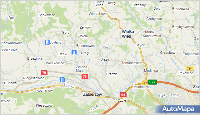 mapa Ujazd gmina Zabierzów, Ujazd gmina Zabierzów na mapie Targeo