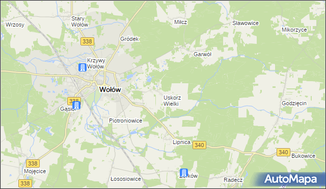 mapa Uskorz Wielki, Uskorz Wielki na mapie Targeo