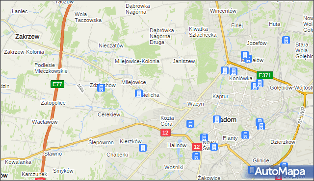 mapa Wacyn, Wacyn na mapie Targeo